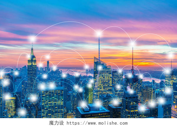 城市的物联网概念图